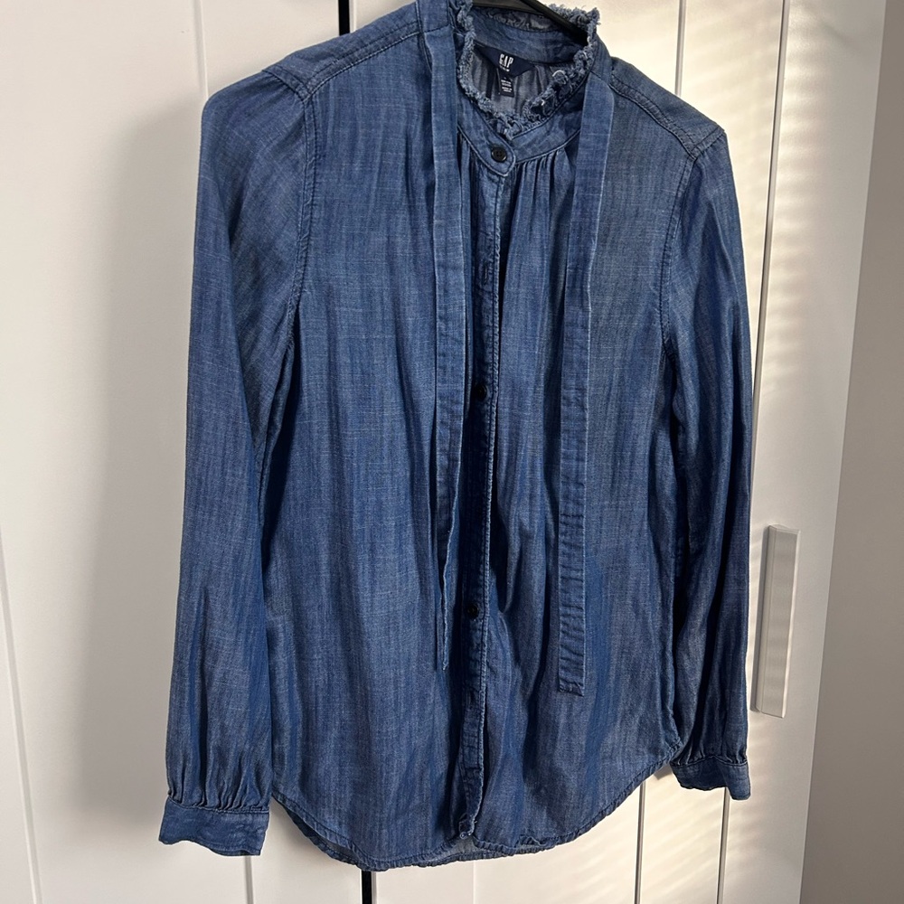 GAP Denim Frayed Collar Shirt